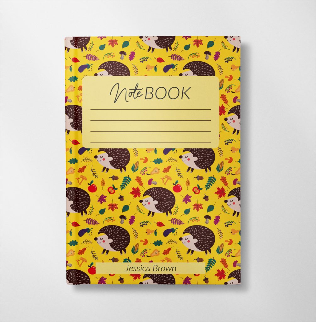 personalised hedgehog design notebook