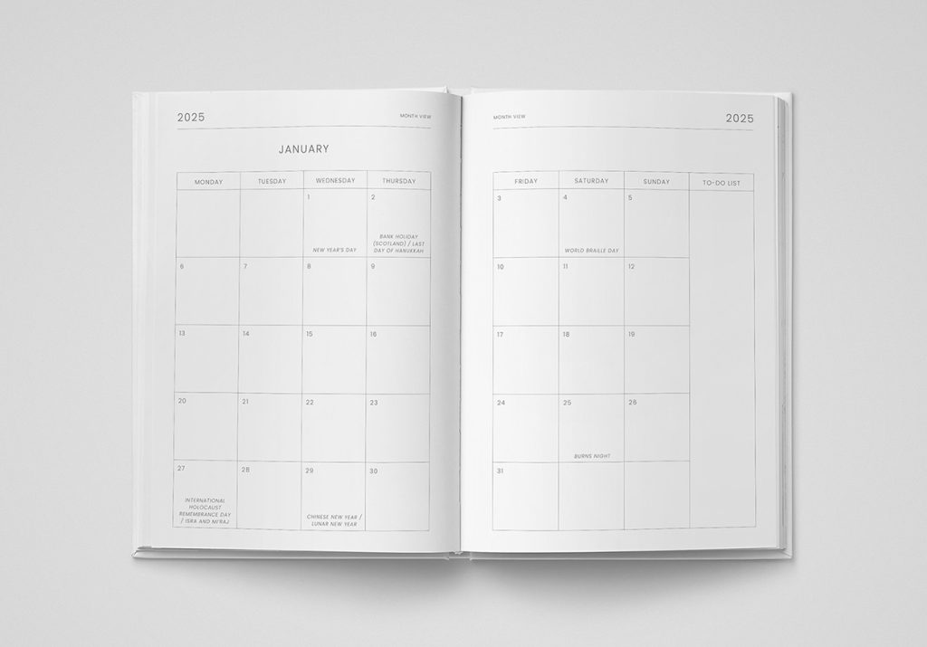 2025 diary monthly overview